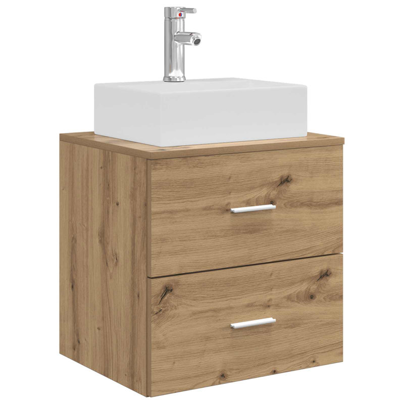 Single Bathroom Vanity with Ceramic Basin, Artisan Oak