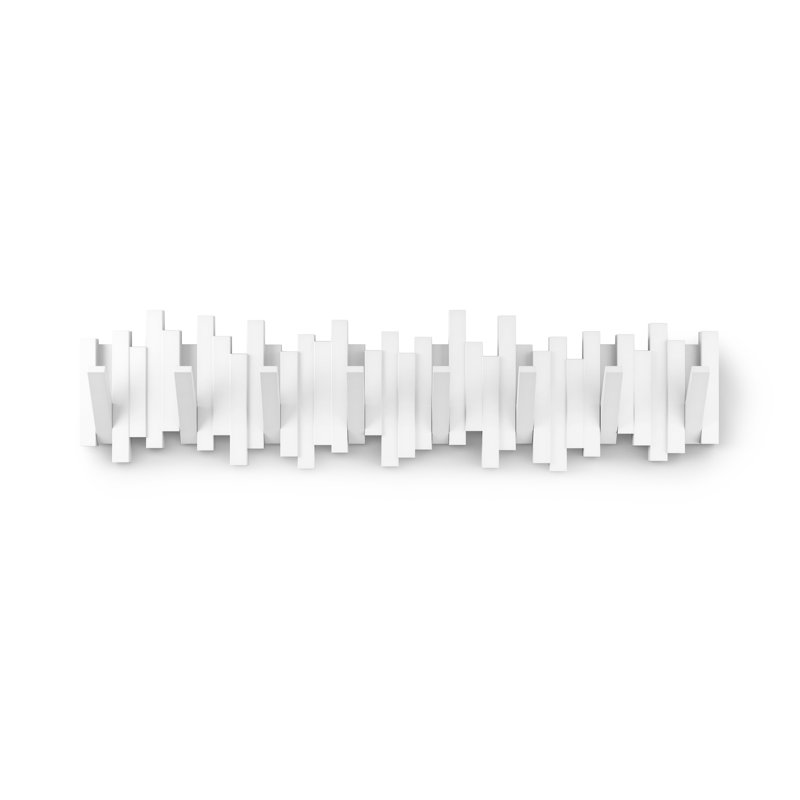Sticks Wall Coat Rack, Wall Mount 8 Retractable Hooks, White, White