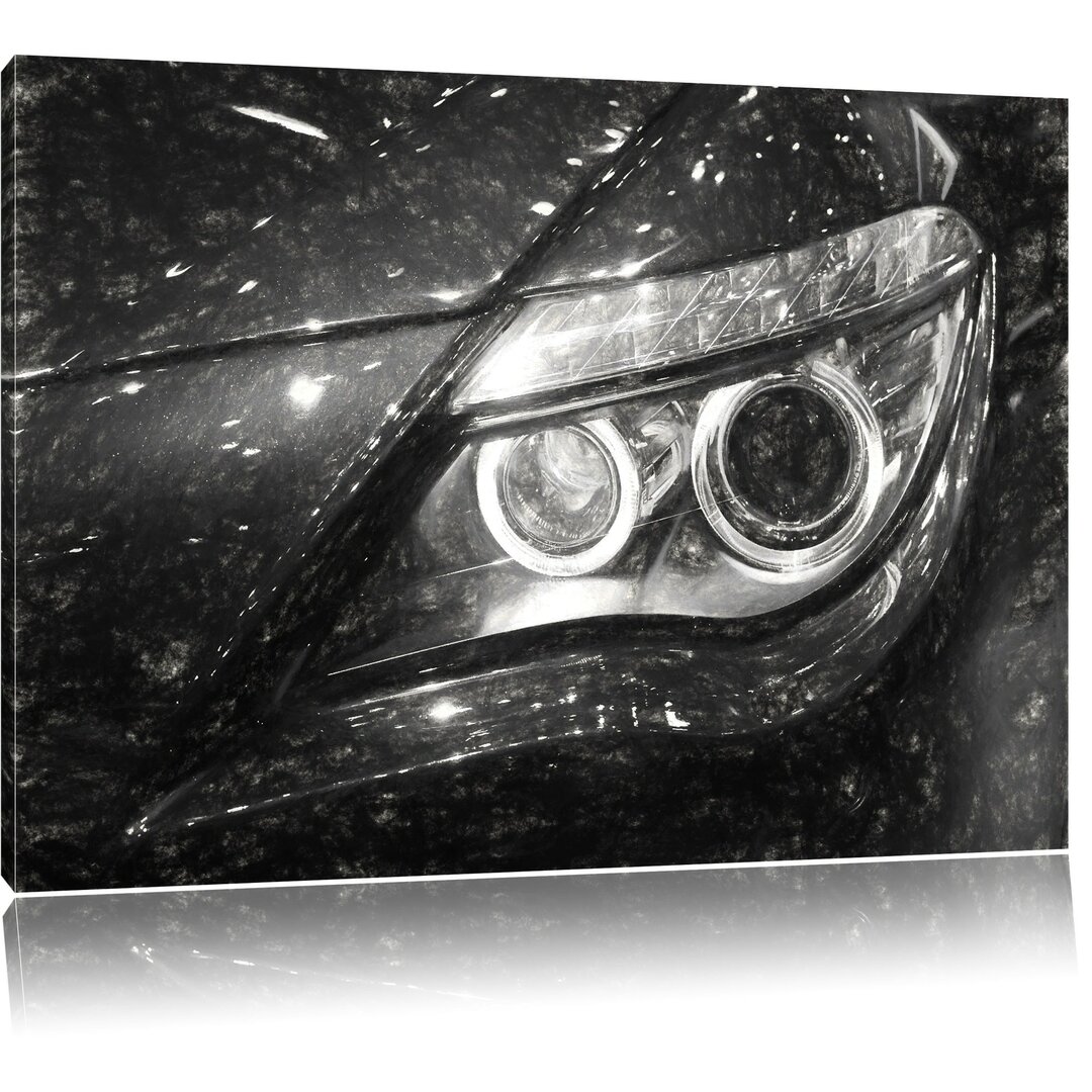 Leinwandbild BMW Angel Eyes in Schwarz/Weiß