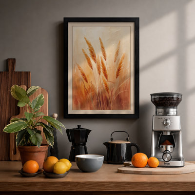 Golden Wheat Stalks Botanical - Framed Print