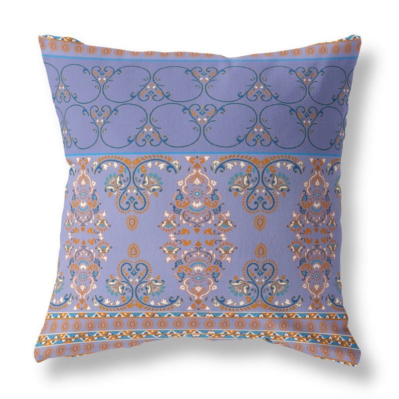 Coussin décoratif 20 po x 20 po Broadcloth, Mauve / bleu floral