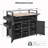52.8"W Wicker Outdoor Grill Cart with Extended Plastic Wood Table Top, Rolling Kitchen Island on Wheels with Storage Cabinet, for Patio Backyard Garden Poolside, Double Handle Design, Black Brown-1533210519