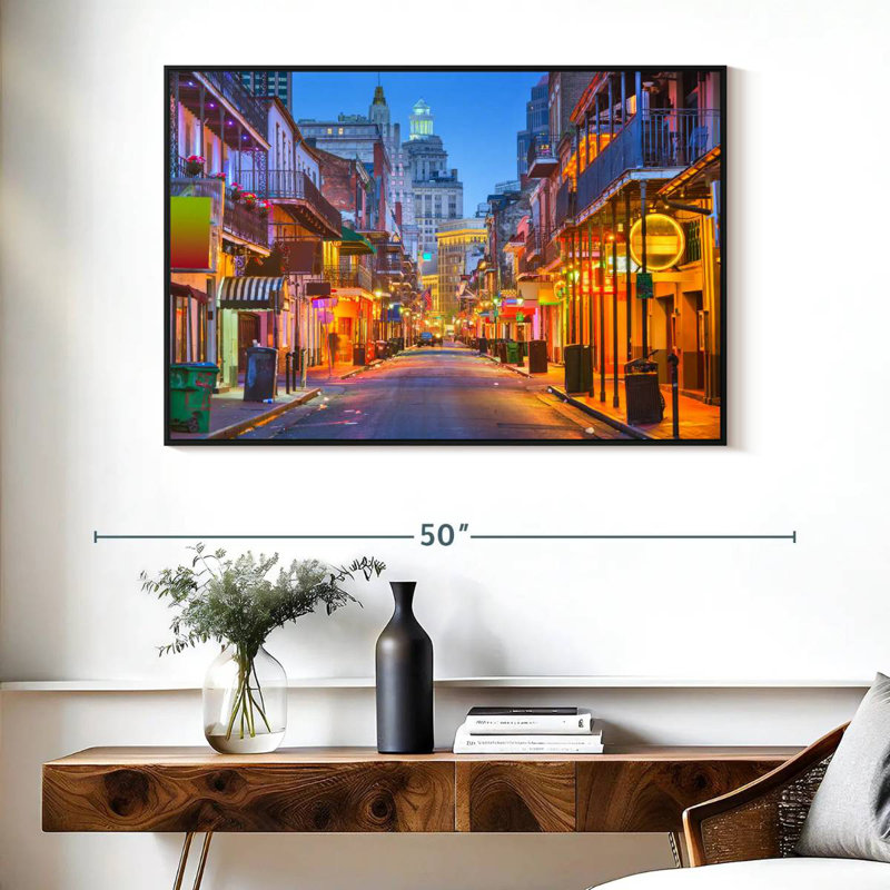 Bourbon Street, 40 po x 27 po, Cadre flottant noir