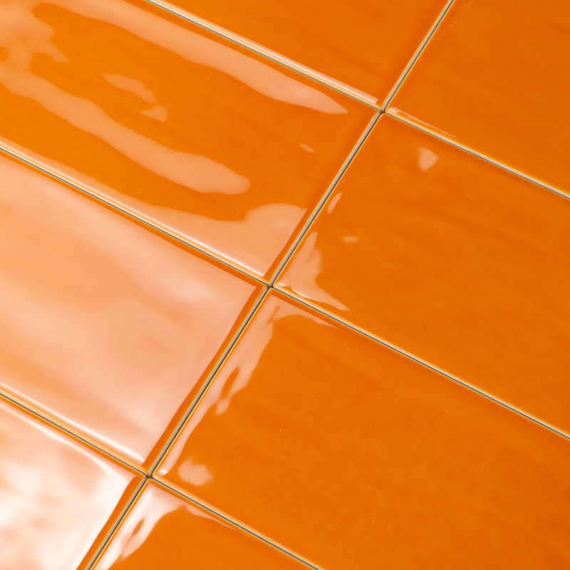 Carreau de mur de métro 4 po x 8 po Jade, Orange papaye