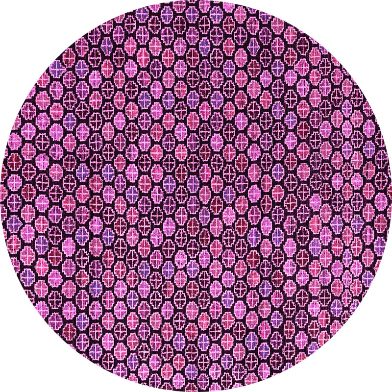 Tapis rose / mauve foncé / noir tissé à la machine Breedenjr, Rond 3 pi