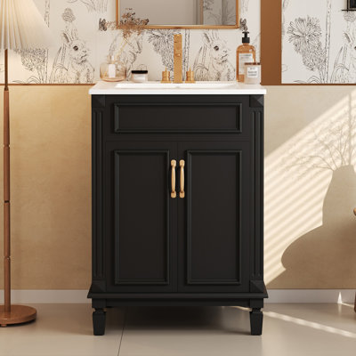 Single 24'' Bathroom Vanity With Ceramic Top