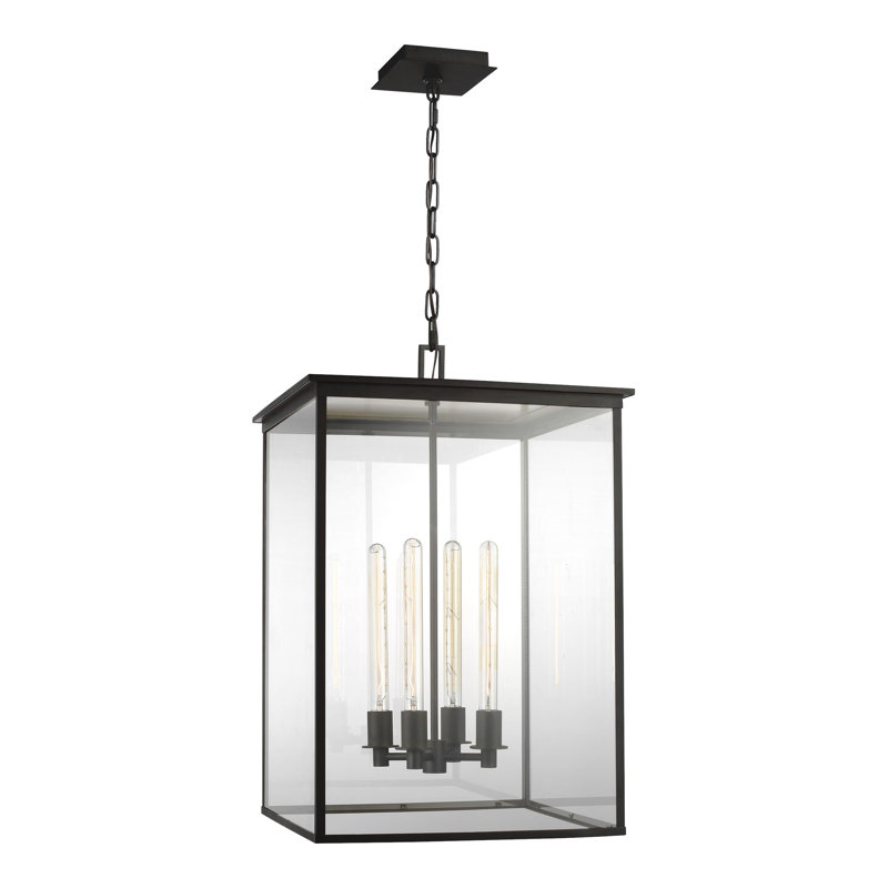 Luminaire suspendu d'extérieur en cuivre Mya par Chapman & Myers, H 93 po x l 19,5 po x P 19,5 po