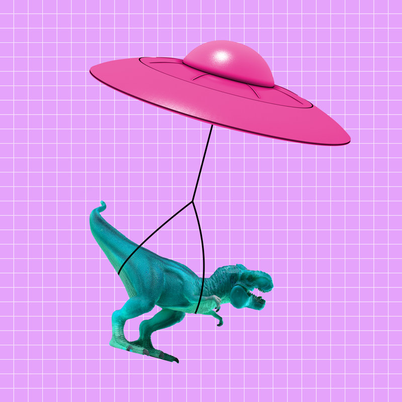 Pink Flying Saucer Delivery - Wrapped Canvas Print, 30cm H x 30cm W x 3.8cm D
