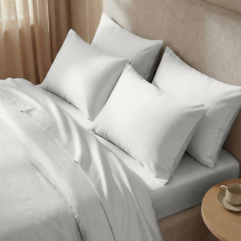 Bedding Sets Cotton No Pattern Duvet Cover Set, Silver, Super King, 50x75cm Pillowcase