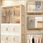 Portable Wardrobe Closet Storage Organizer for Clothes, 9 Magnetic Doors, 9 Cubes & 1 Hanging Rod, Wardrobe Storage Cabinet