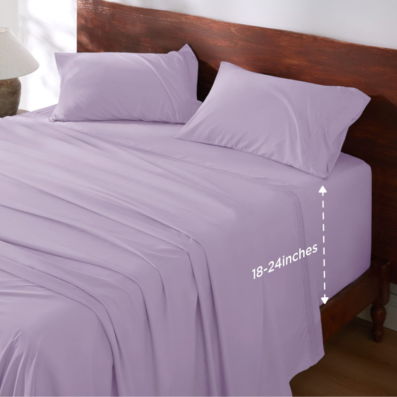 Bedsure Deep Pocket Sheet Set - Fits Mattresses Up to 21 Inches Thick -  GentleSoft Bed Sheet set, Moisture Wicking, Soft & Cooling Bed Sheet & Pillowcases, Easy & Secure Fit