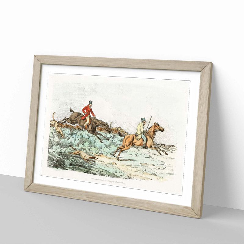 Hounds on the Hunt by Henry Alken - Picture Frame Painting Print, 27cm H x 36cm W x 2cm D, Oak Framed