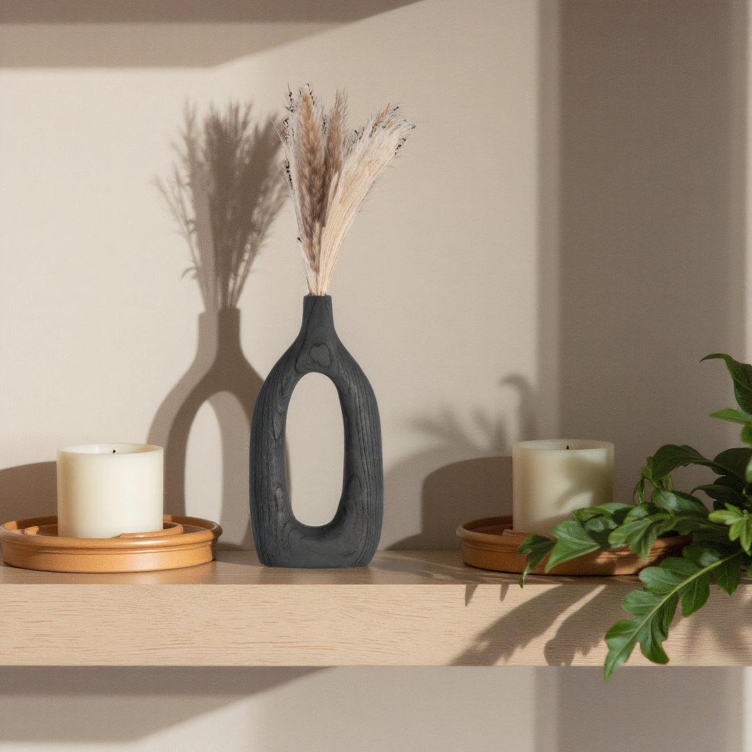 Cut-out Vase, Paulownia Woo, Decorative Rustic Vase for Wedding Centerpieces and Tabletop Decor Wade Logan® 