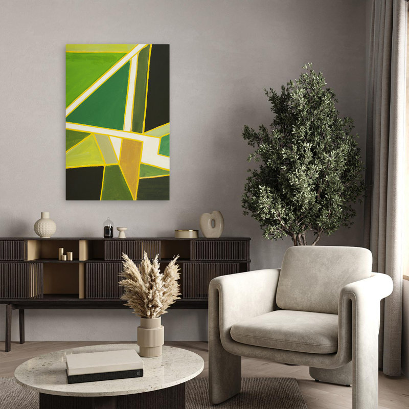 Art graphique vert - Art abstrait, H 36 po x l 24 po