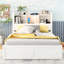 Lit plateforme avec rangement et tablettes coulissantes, lit gigogne simple et 2 tiroirs