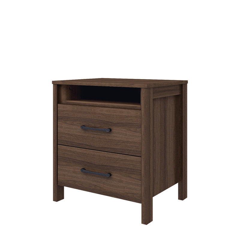 Gianni 2 Drawer Bedside Table, Royal Walnut