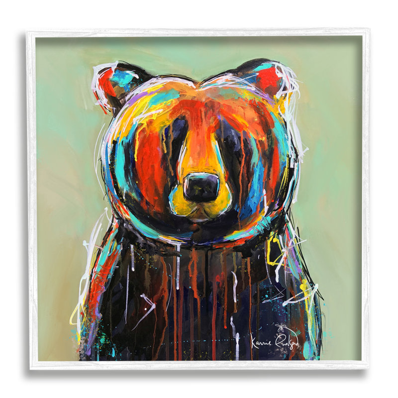 «Abstract Urban Bear Graffiti Gray», art de la giclée par Karrie Evenson, H 17 po x l 17 po x P 1,5 po