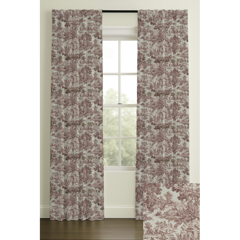 Rod Pocket/Back Tab Blackout Lining Toille Print, Rouge, L 50 po x L 96 po, Doublure occultante