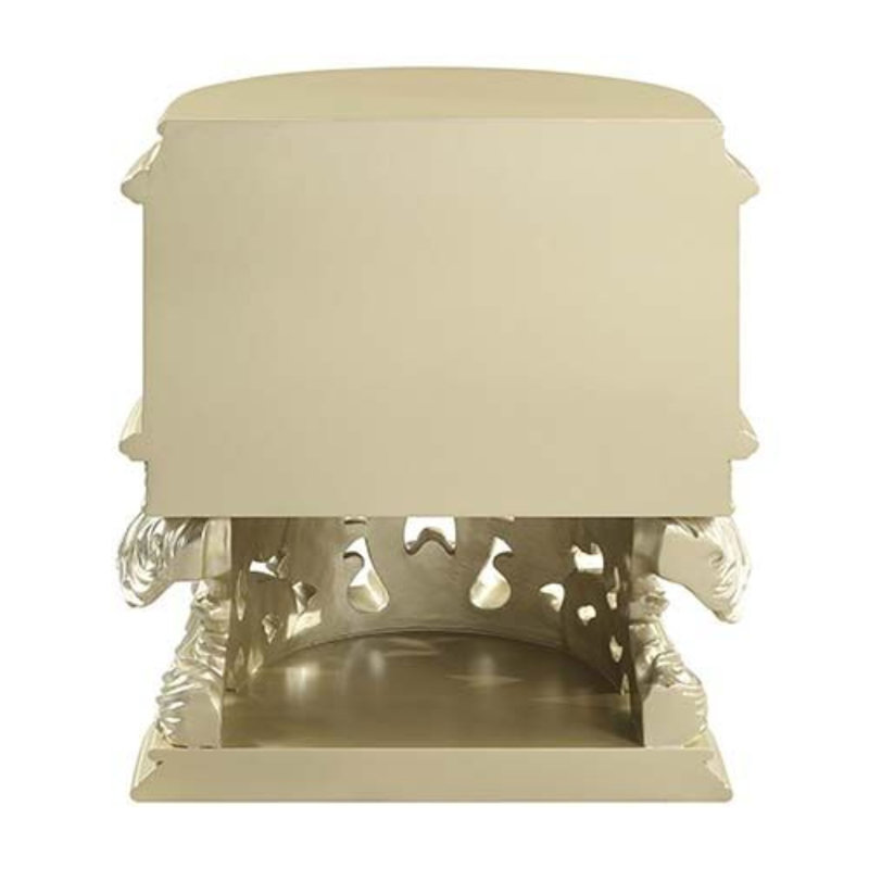 Champagne Silver 2-Drawer MDF Nightstand with Gold Handles