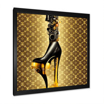 Framed Canvas Art (Gold Floating Frame) - Gucci Bag by Katerina Pashegor ( Fashion > Fashion Brands > Gucci art) - 26x18 in