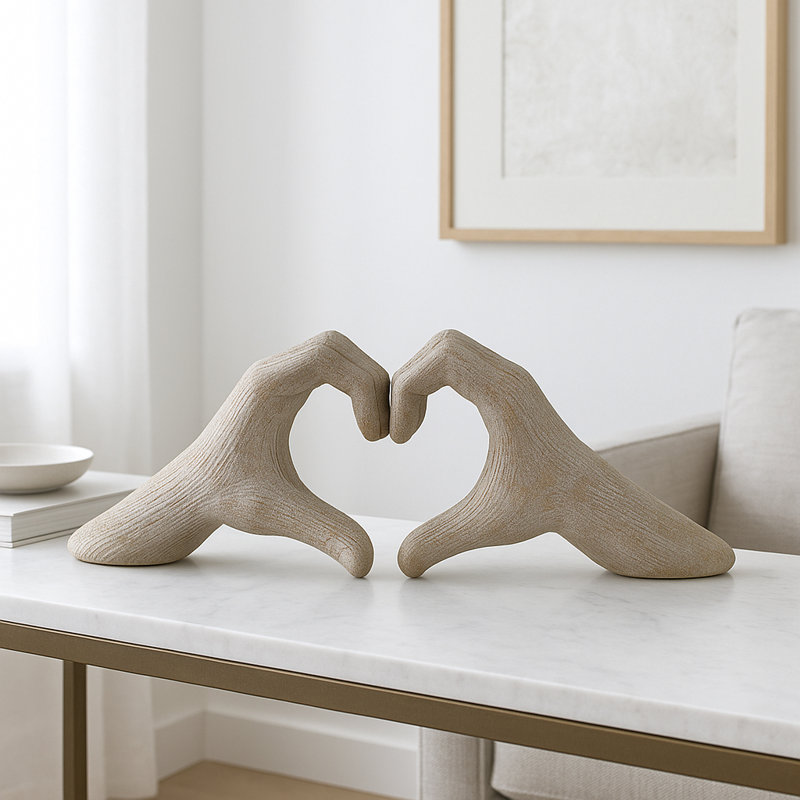 Millsap Ceramic Hand Heart Sculpture , Gold