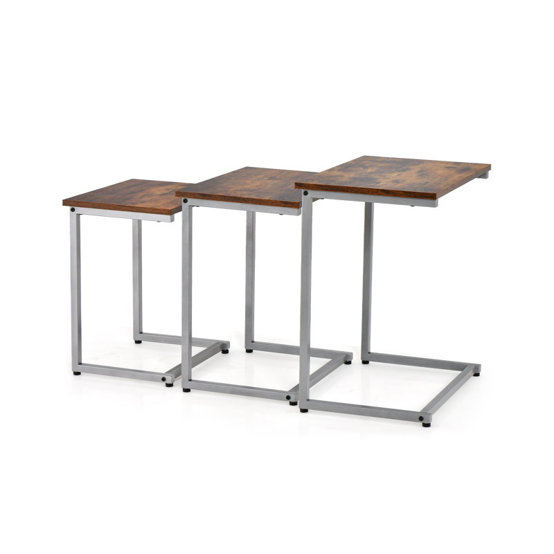 Glynell Nesting Tables, Oak Wood, Black