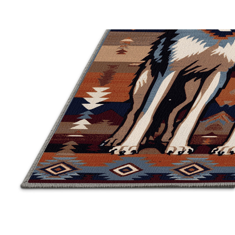  Tapis lavable inspiré du loup du Sud-Ouest, Tapis de couloir 2 pi x 4 pi