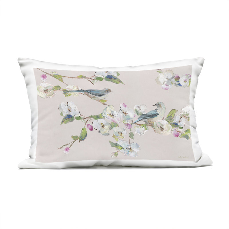 Coussin d'extérieur imprimé, design par Sally Swatland, Moineau perché 1