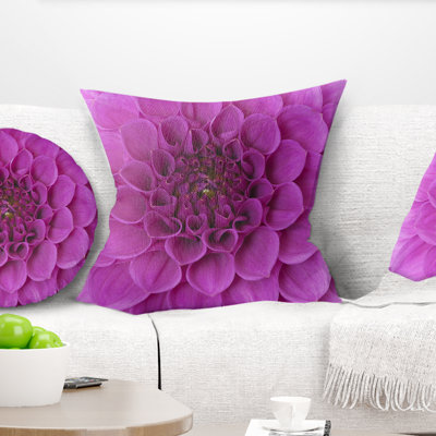 Grande fleur mauve et pétales - coussin à imprimé floral