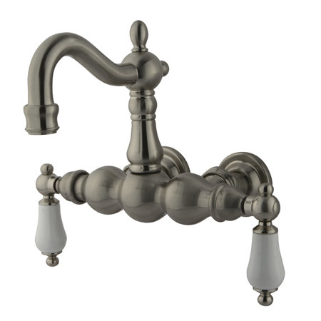 Hot Springs Double Handle Wall Mounted Clawfoot Tub Faucet, Satin Nickel