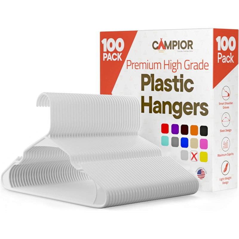 Paquet de 100 cintres en plastique blanc - cintres en plastique robustes