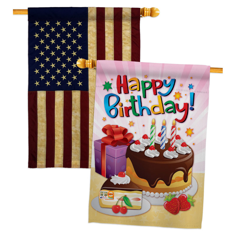 Double Sided 40'' H x 28'' W Polyester Birthday House Flag