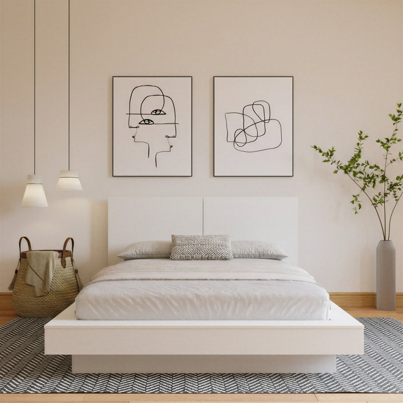 Napa Platform Bed with Headboard, Queen, White