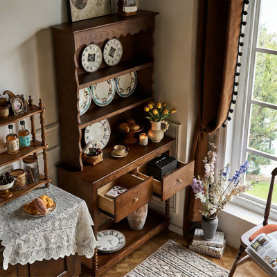 Buffet en bois massif brun noisette
