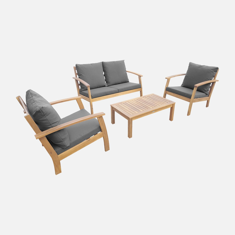 Masboro 4-seater Wooden Garden Sofa Set, Grey