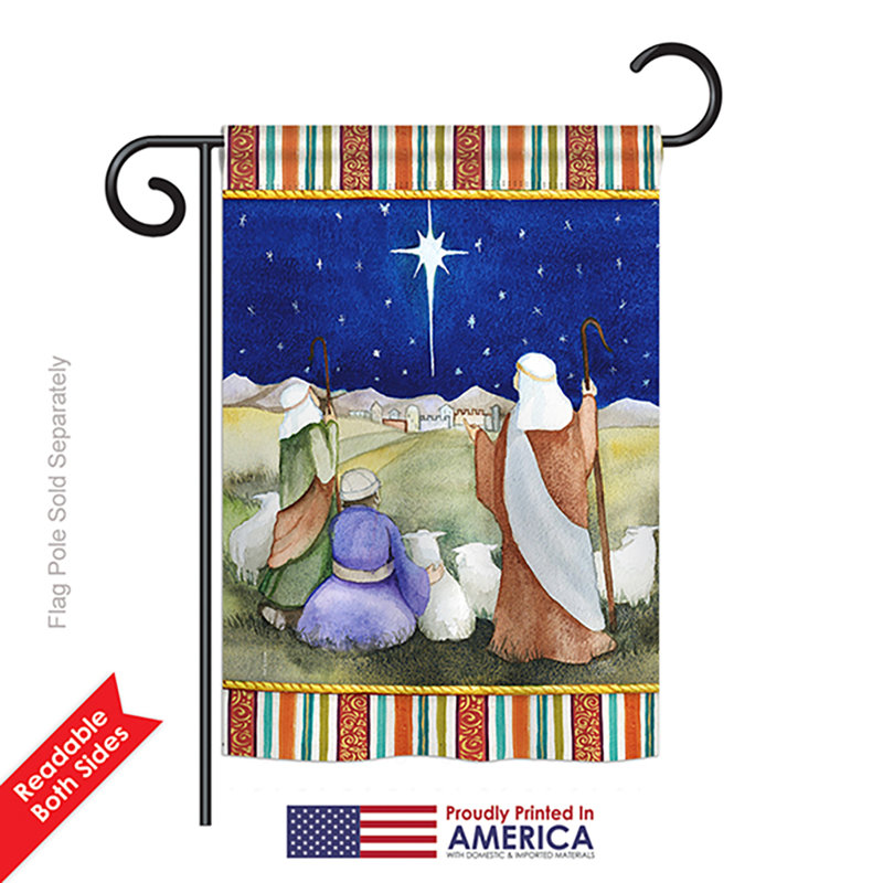 Drapeau de Noël Hagia Christmas in Bethlehem Winter 2-Côtés 19 x 13 po, Bleu pâle, Polyester