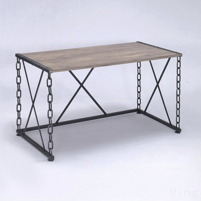 Bureau rectangulaire, chêne rustique et noir antique
