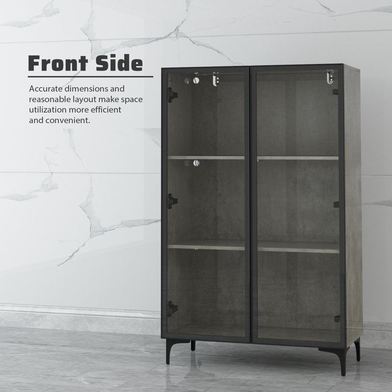 3-Tier Glass Door Display Case With LED Light