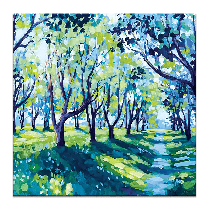 Spring Plumb Trees by Clair Bremner - Print on Canvas, 41cm H x 41cm W x 3cm D, White