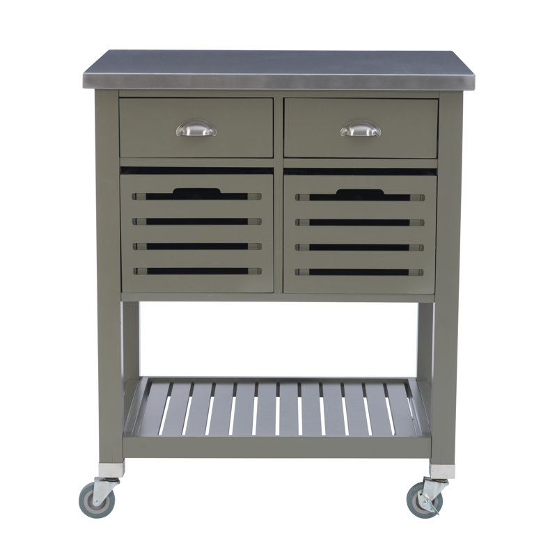 Chariot de cuisine à quatre tiroirs en métal avec roulettes Fisnike, Gris