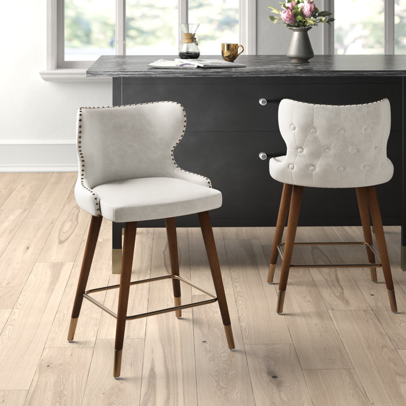 Tabouret de bar et de comptoir Caralie, Tabouret de comptoir (siège d'une hauteur de 24,5, Blanc