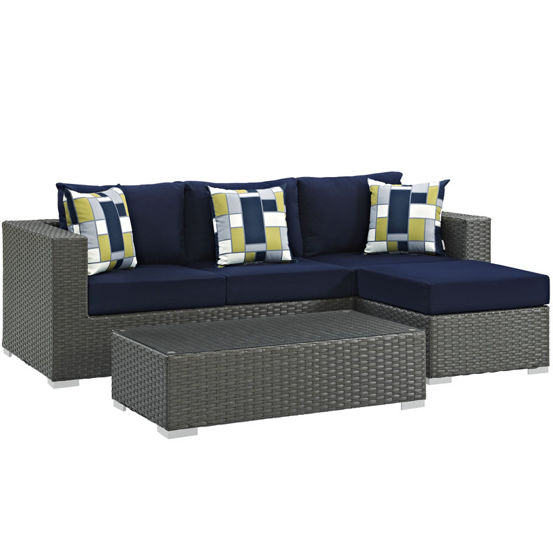 Ensemble modulaire d'extérieur Sunbrella 3 pièces Sojour, Sunbrella® bleu marine