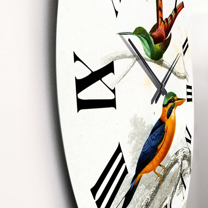 Vintage Bird I - Horloge murale traditionnelle, Moyenne
