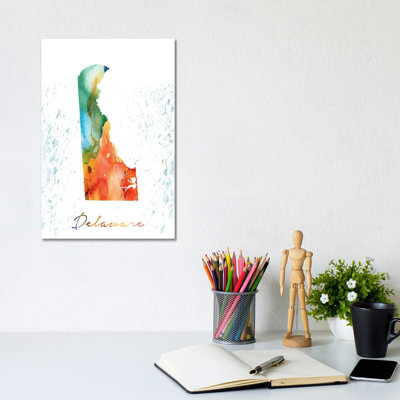 Delaware State Colourful - Wrapped Canvas Print
