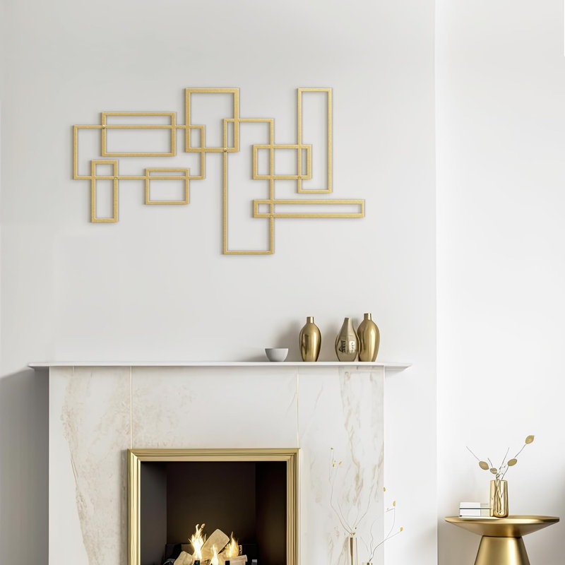 Wall Decor Metal, 18" H x 36" W x 0.05" D, Gold