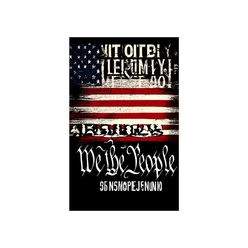 Drapeau usé noir patiné «The The People», 12 po x 18 po, Jour de l'Indépendance