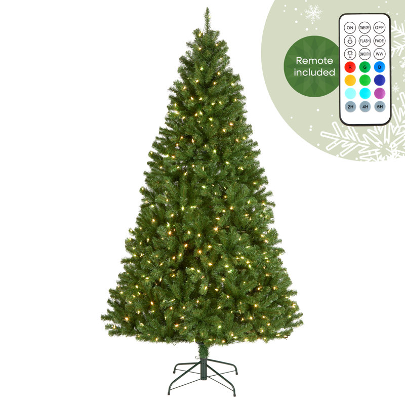 Green Spruce Christmas Tree with LED Lights, 7.5 Ft