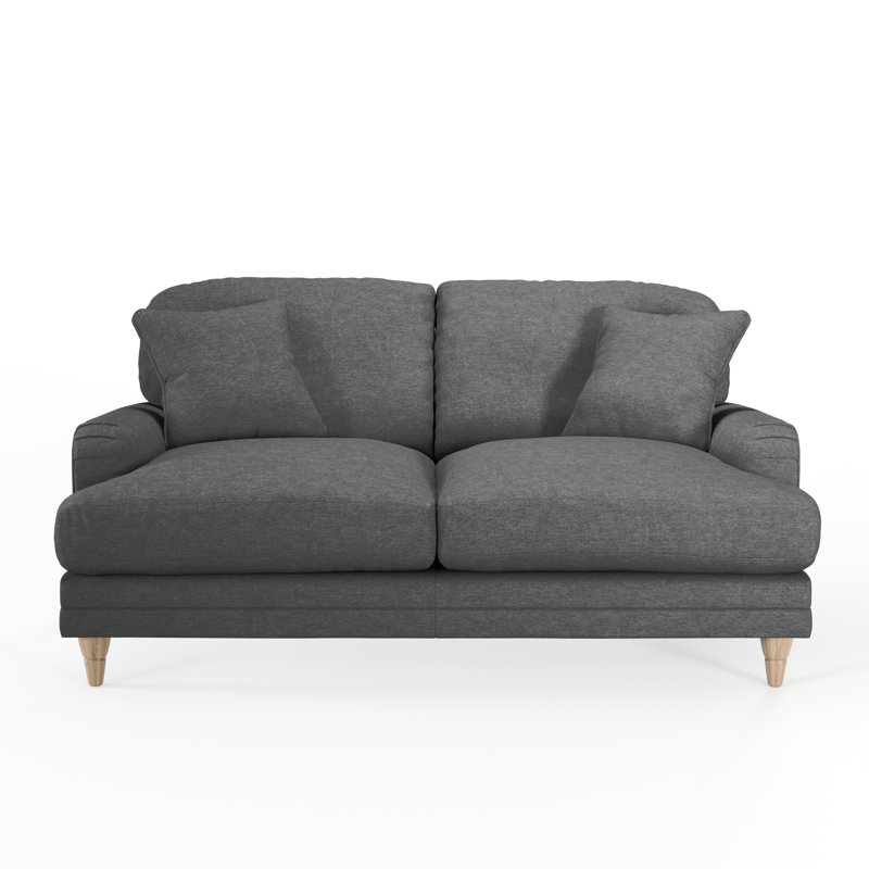 Adaku 2 Seater Sofa, Charcoal, Country Oak