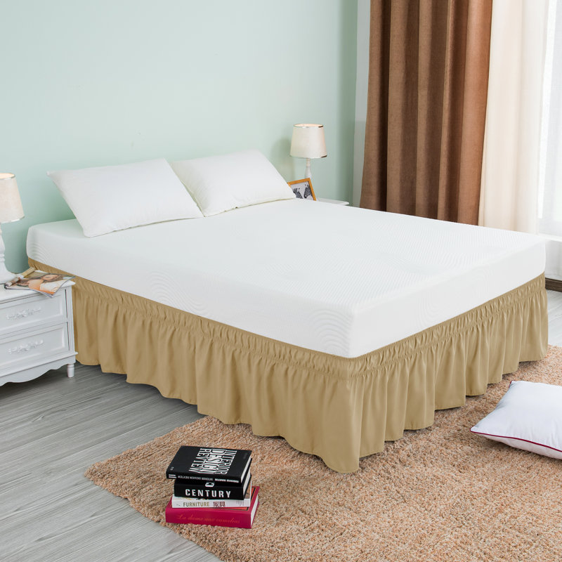 Pleated Wrap Around Bed Skirt, Full, Khaki