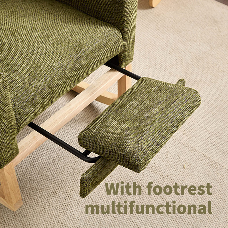 Chaise berçante avec pieds en bois massif, Cyan